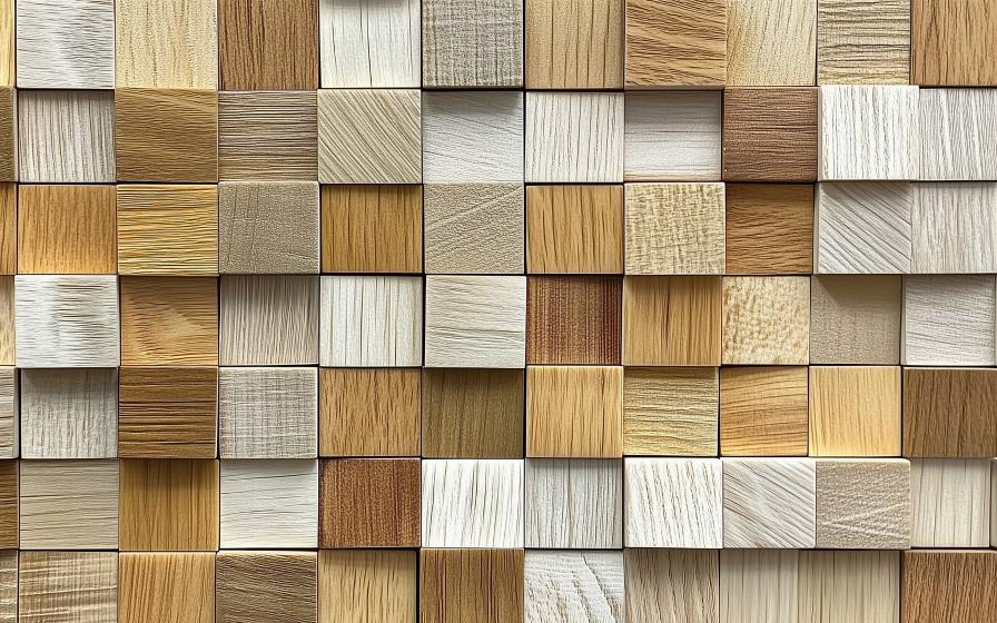 Papier peint 3D cubes de bois
