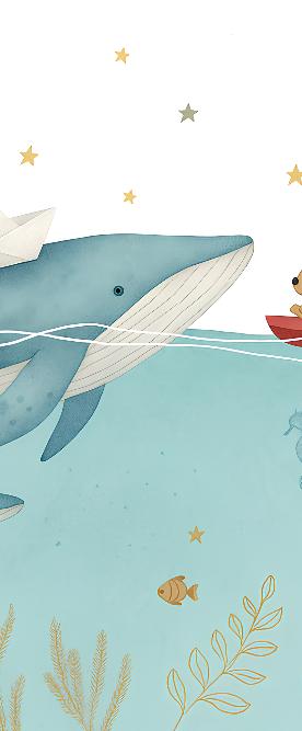 Papier peint animaux marins baleines et oursons