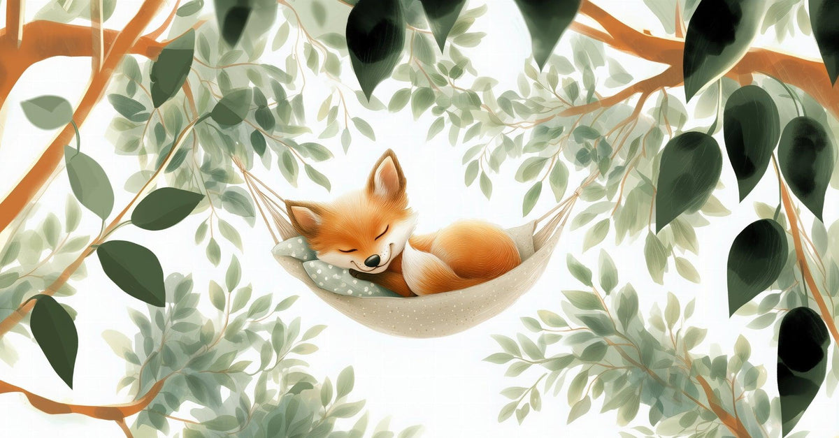 Papier peint renard endormi forêt enfant