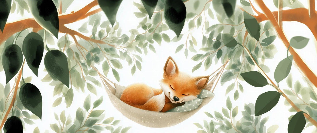 Papier peint renard endormi forêt enfant