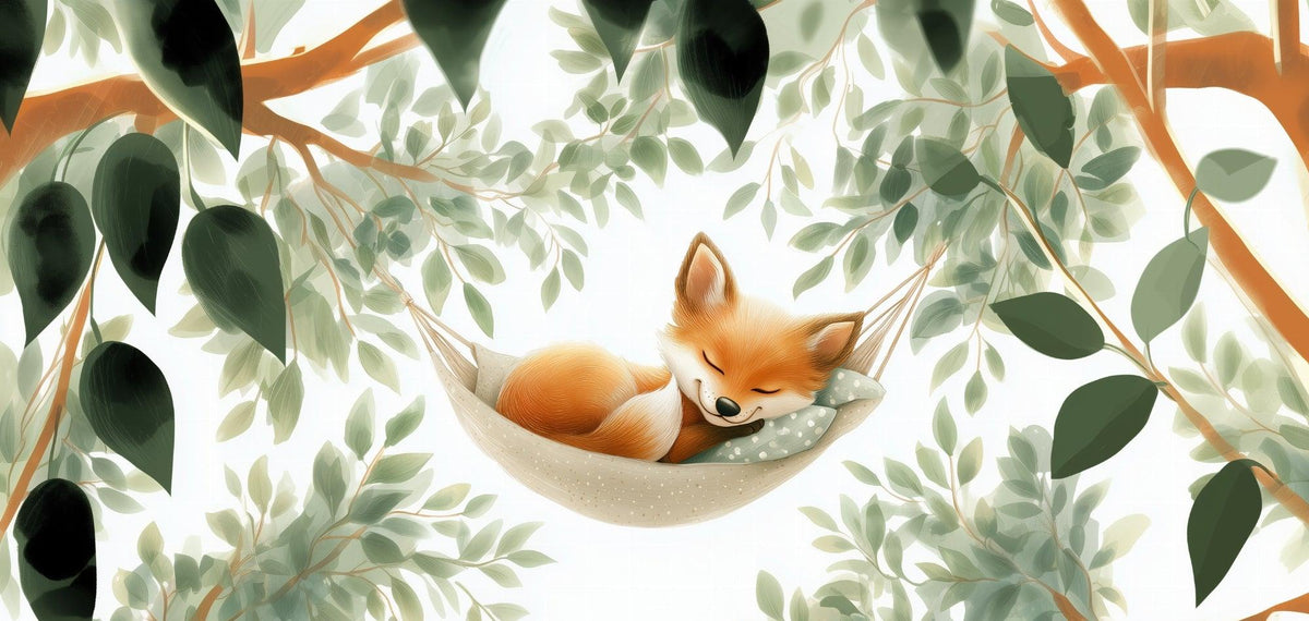 Papier peint renard endormi forêt enfant