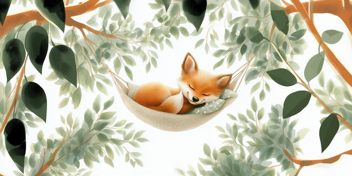 Papier peint renard endormi forêt enfant