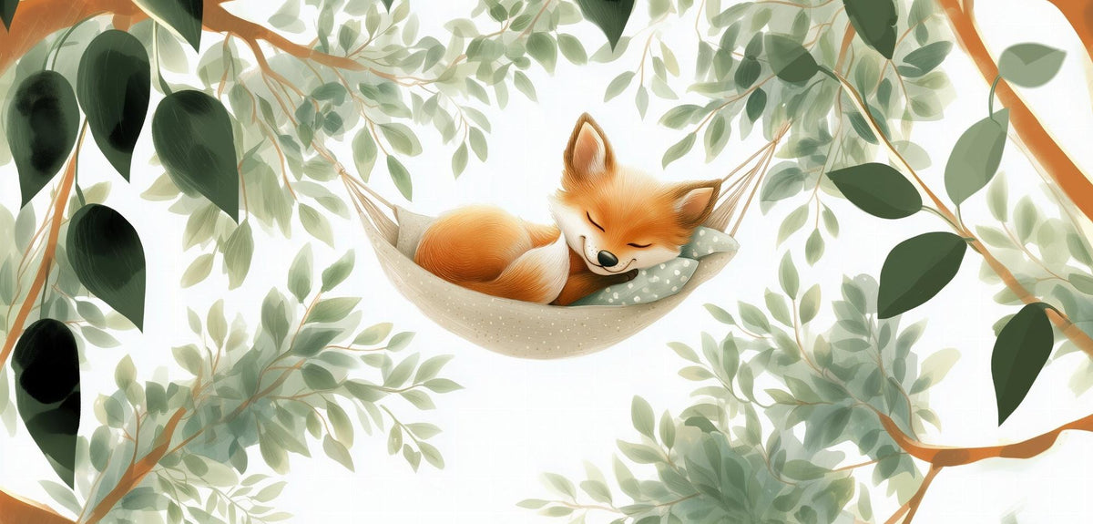 Papier peint renard endormi forêt enfant
