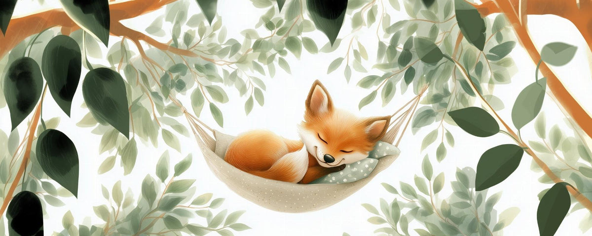 Papier peint renard endormi forêt enfant