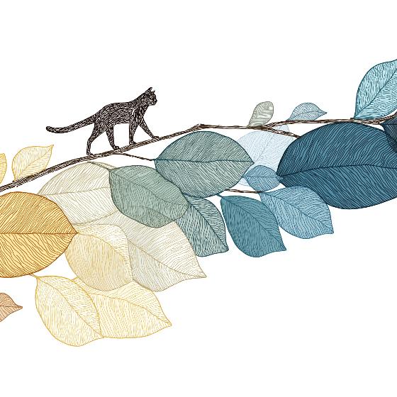 Papier peint chat parmi les feuilles