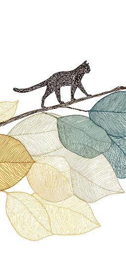 Papier peint chat parmi les feuilles
