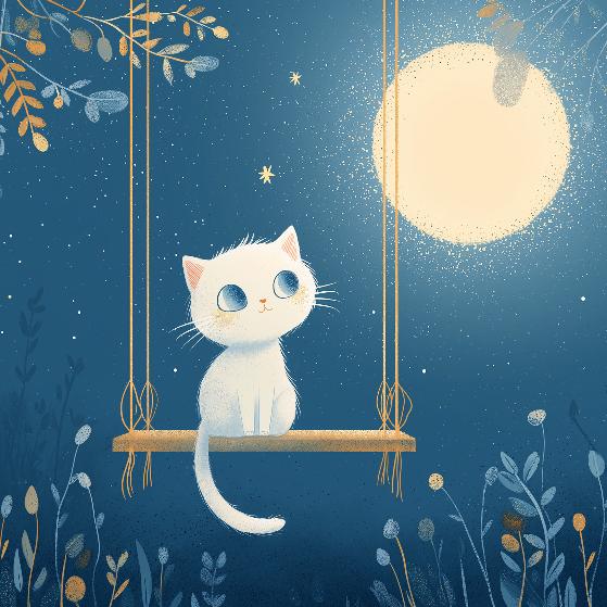 Papier peint chaton sous la lune