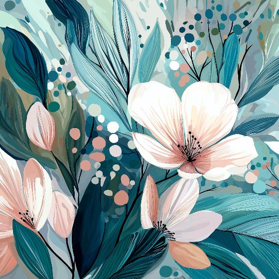 Papier peint floral abstrait teintes douces