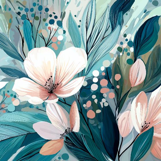 Papier peint floral abstrait teintes douces