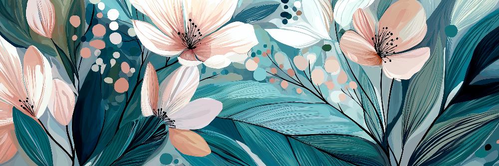 Papier peint floral abstrait teintes douces