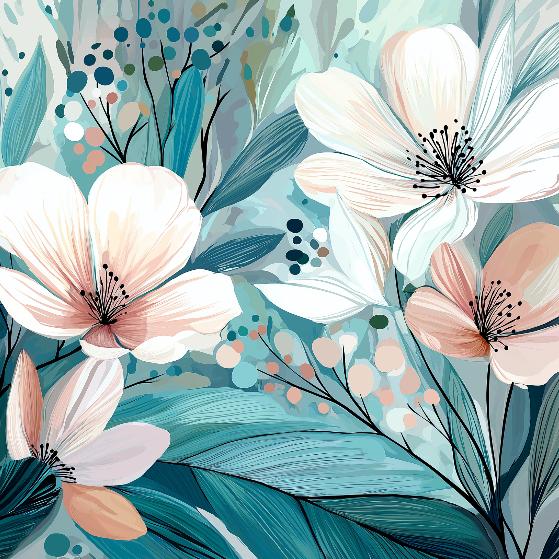 Papier peint floral abstrait teintes douces