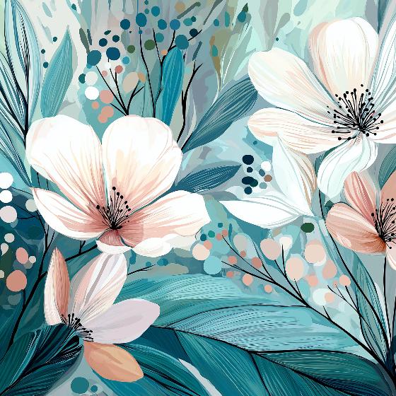 Papier peint floral abstrait teintes douces