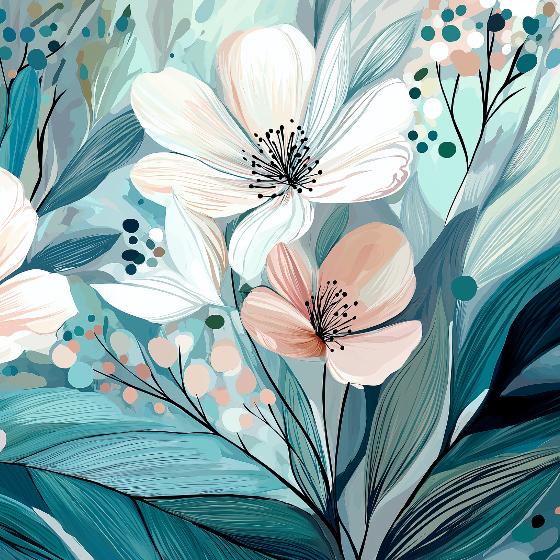 Papier peint floral abstrait teintes douces