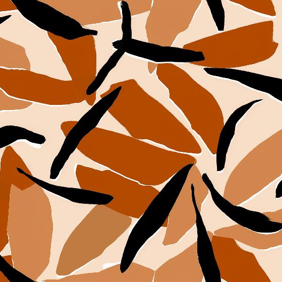 Papier peint abstrait feuilles et formes terracotta
