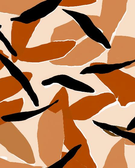 Papier peint abstrait feuilles et formes terracotta