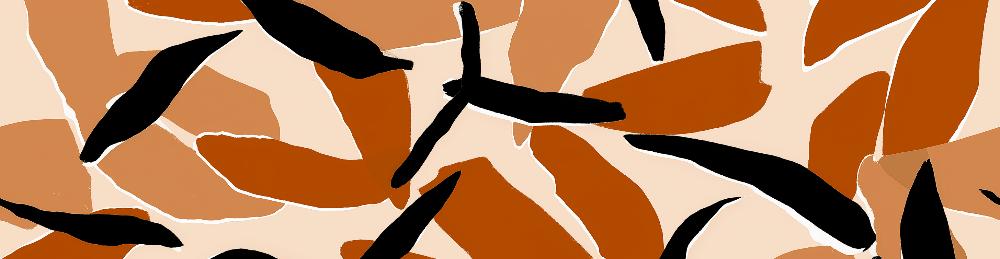 Papier peint abstrait feuilles et formes terracotta