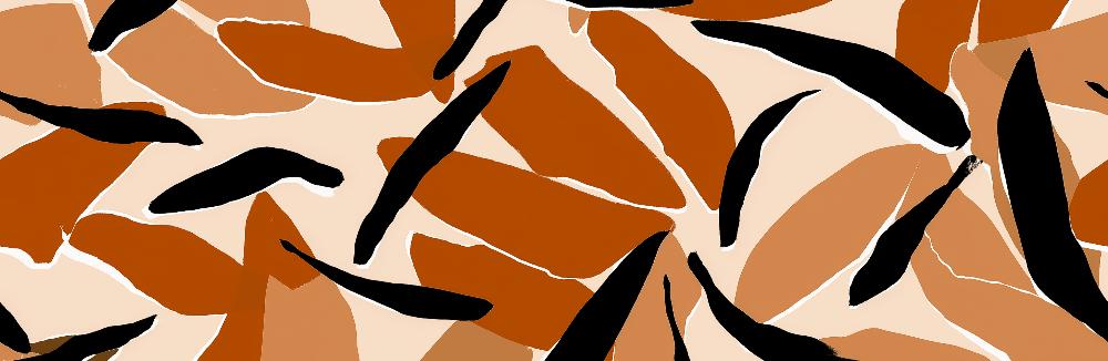 Papier peint abstrait feuilles et formes terracotta