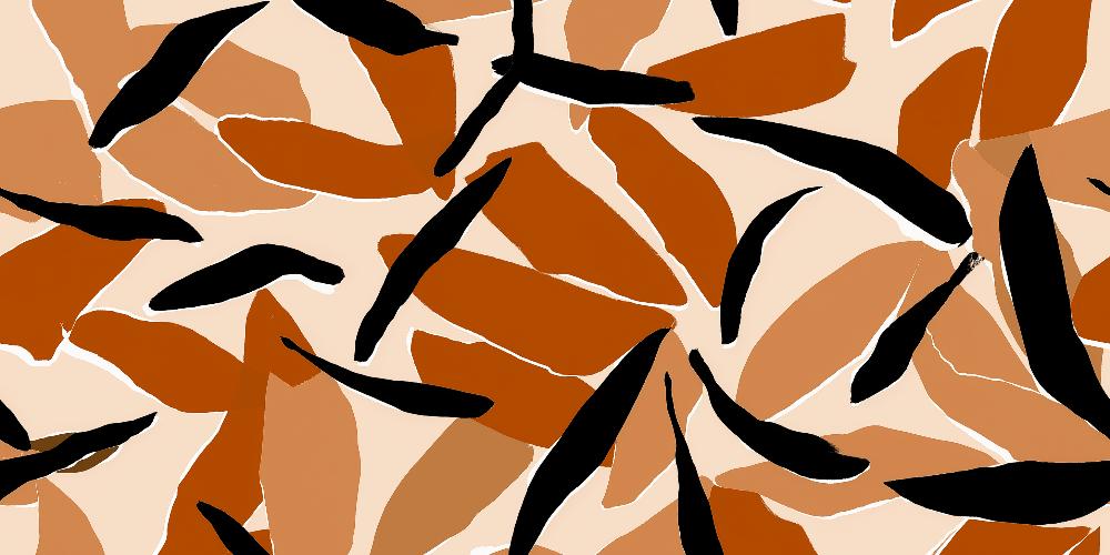 Papier peint abstrait feuilles et formes terracotta