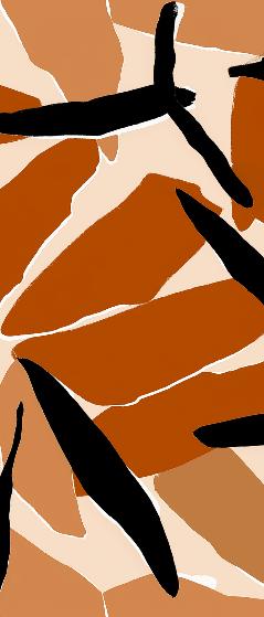 Papier peint abstrait feuilles et formes terracotta