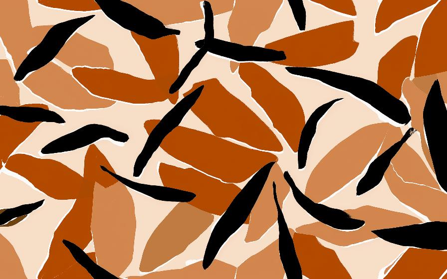 Papier peint abstrait feuilles et formes terracotta