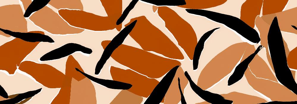 Papier peint abstrait feuilles et formes terracotta
