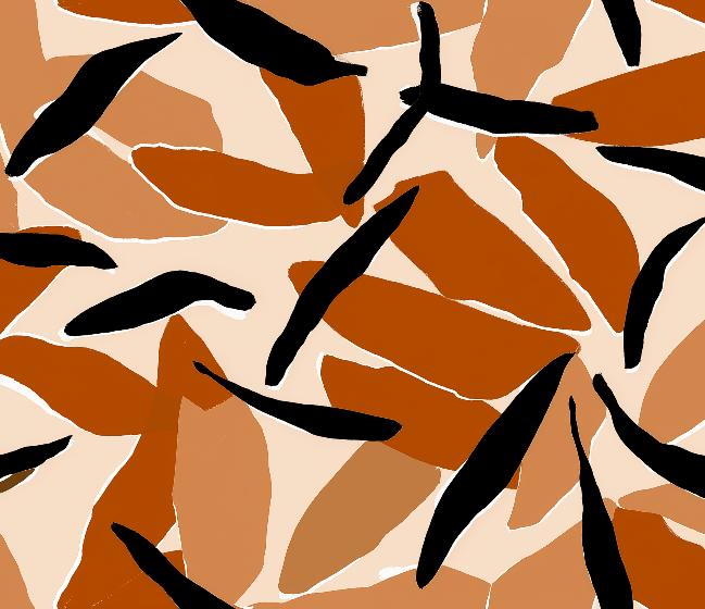 Papier peint abstrait feuilles et formes terracotta