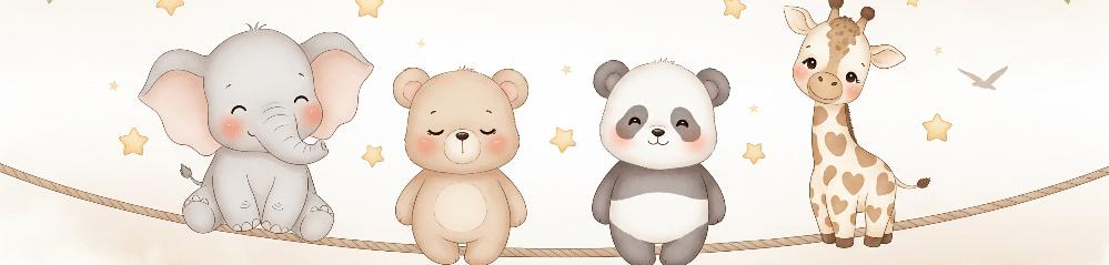 Papier peint animaux enfant éléphant panda girafe