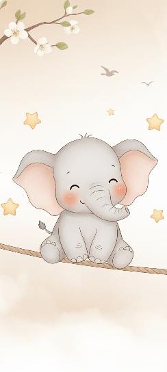 Papier peint animaux enfant éléphant panda girafe