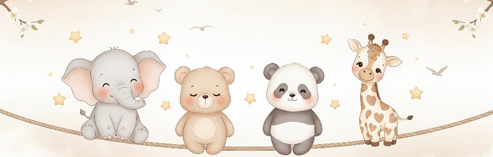 Papier peint animaux enfant éléphant panda girafe