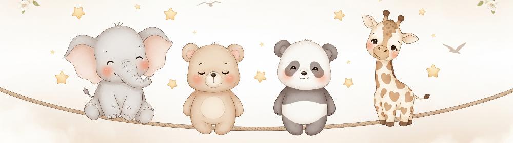 Papier peint animaux enfant éléphant panda girafe