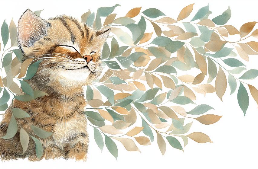 Papier peint chat et feuillage chambre enfant