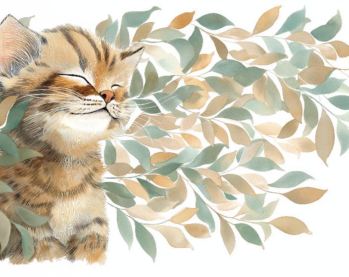 Papier peint chat et feuillage chambre enfant
