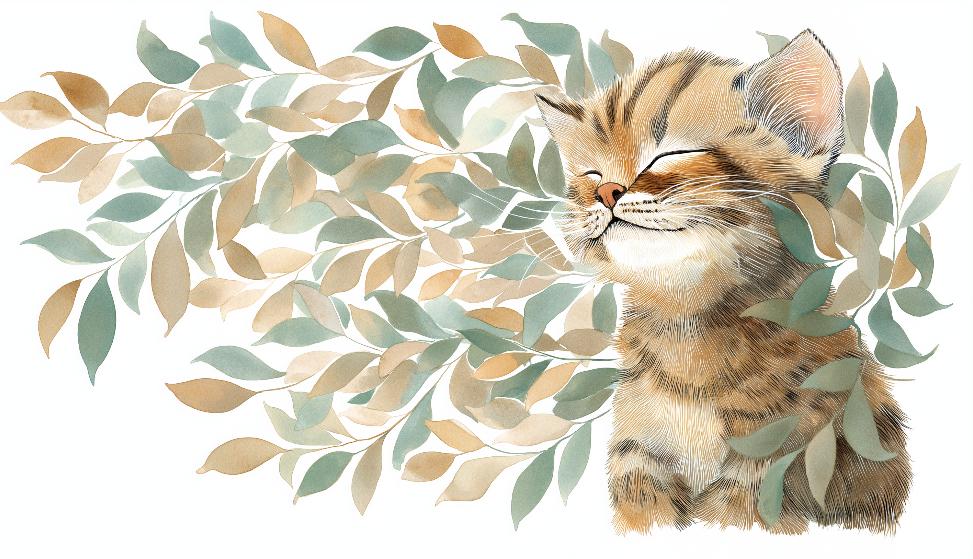 Papier peint chat et feuillage chambre enfant