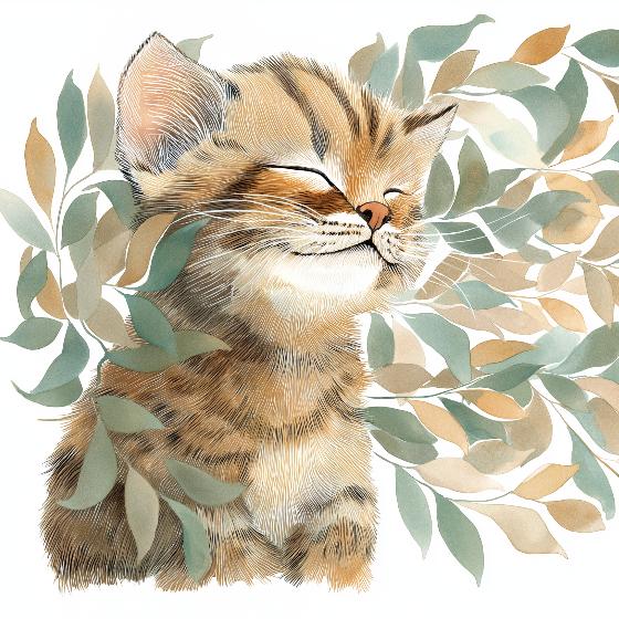 Papier peint chat et feuillage chambre enfant