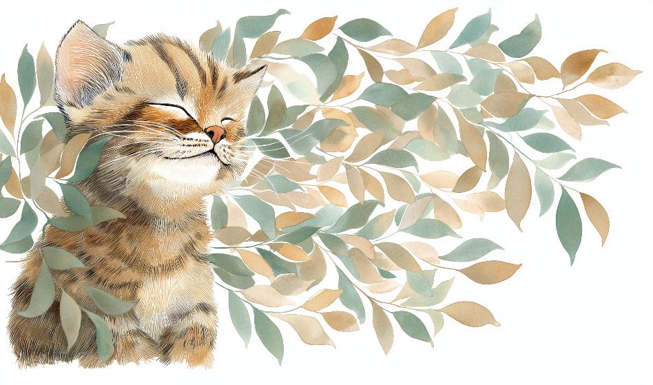 Papier peint chat et feuillage chambre enfant