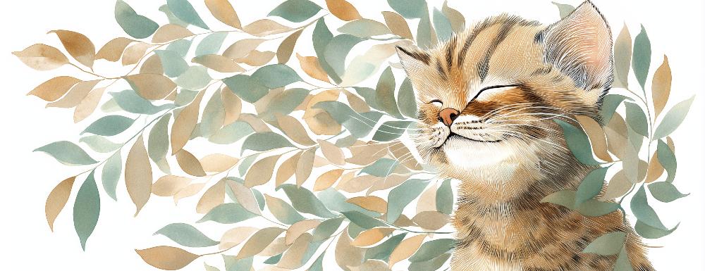 Papier peint chat et feuillage chambre enfant