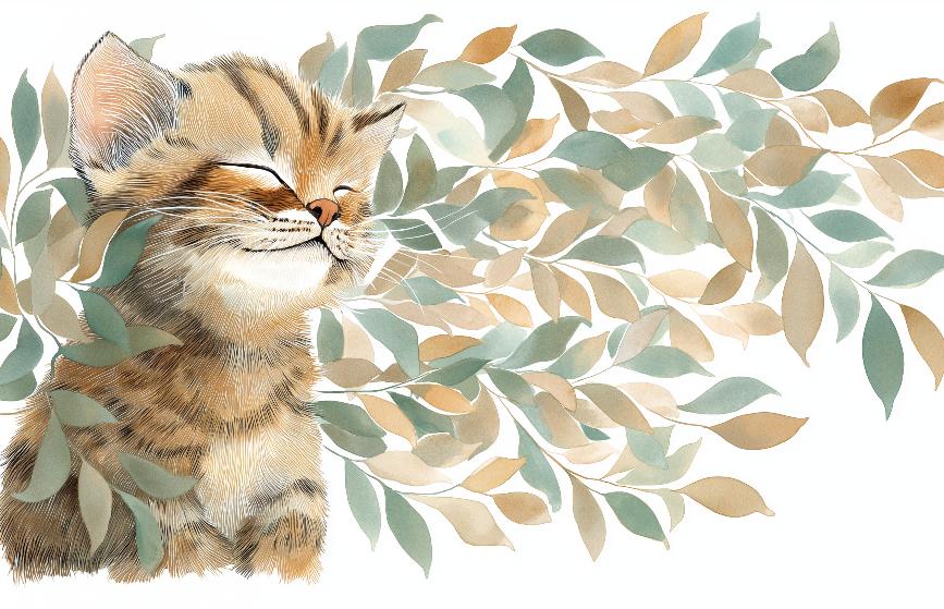 Papier peint chat et feuillage chambre enfant