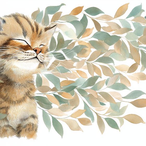 Papier peint chat et feuillage chambre enfant