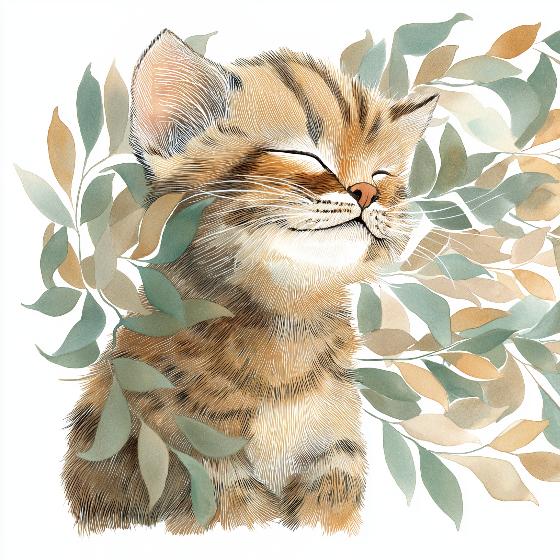 Papier peint chat et feuillage chambre enfant