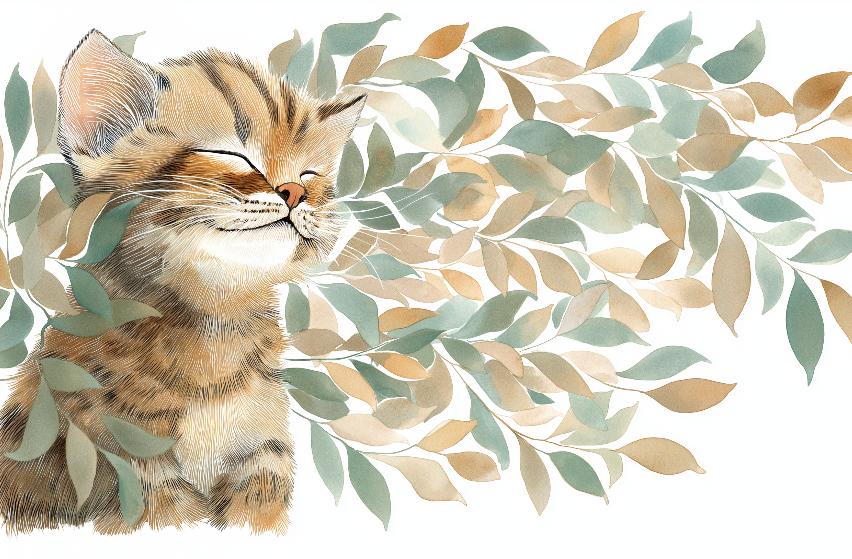 Papier peint chat et feuillage chambre enfant