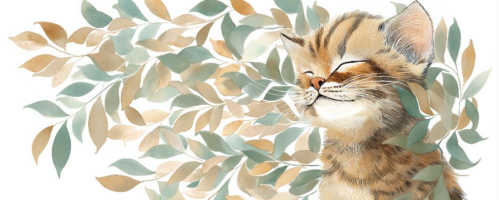 Papier peint chat et feuillage chambre enfant
