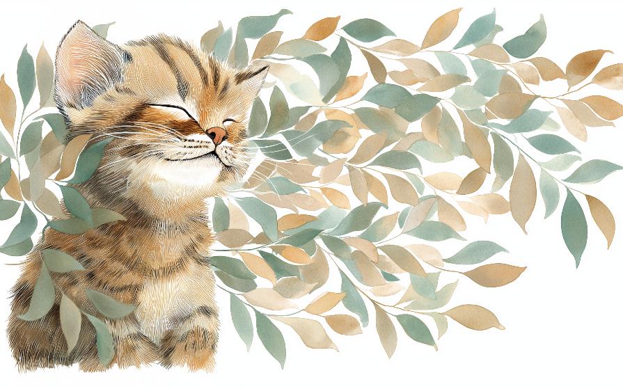 Papier peint chat et feuillage chambre enfant