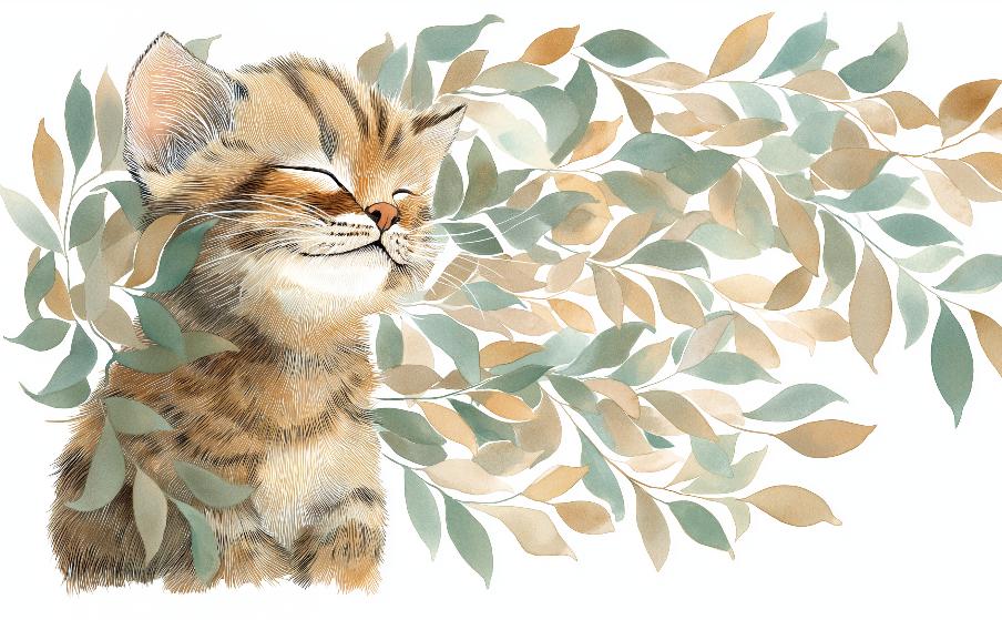 Papier peint chat et feuillage chambre enfant