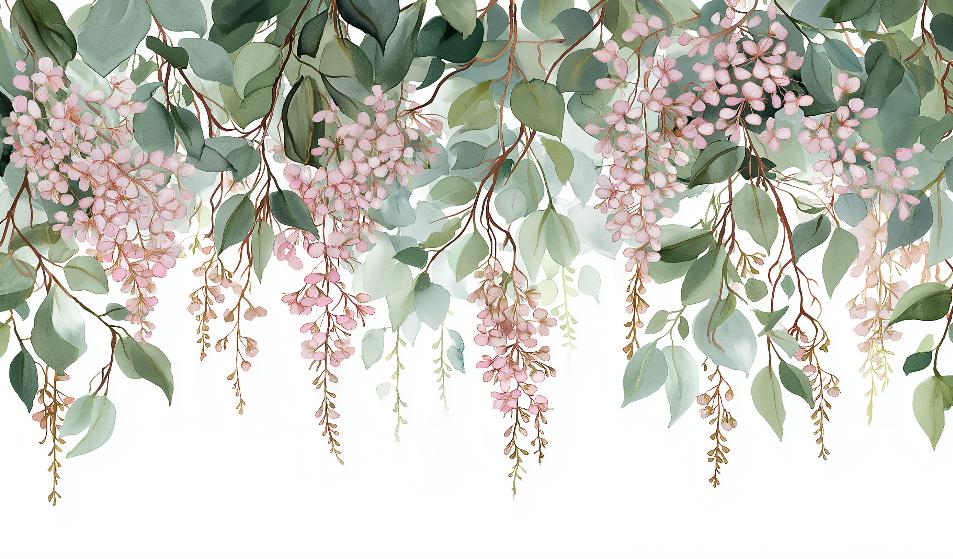Papier peint floral fleurs roses