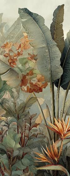 Papier peint tropical fleurs exotiques
