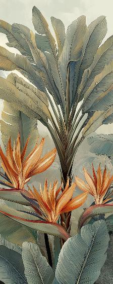 Papier peint tropical fleurs exotiques