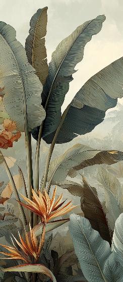 Papier peint tropical fleurs exotiques
