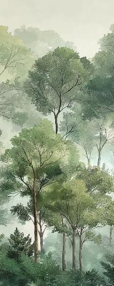 Papier peint forêt verdoyante arbres majestueux