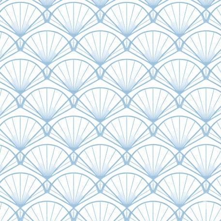 Papier peint japonais éventails bleu pastel