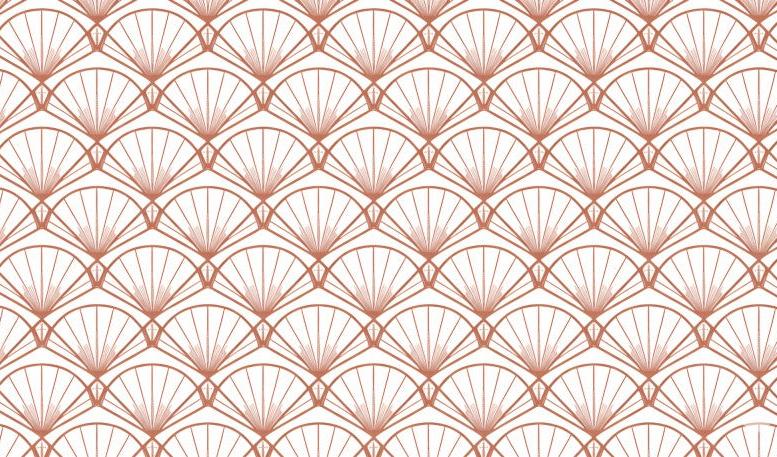 Papier peint art déco éventails terracotta